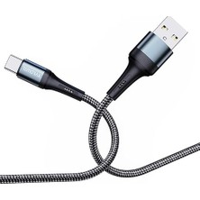 Asitan Örgülü USB A-C Hızlı Şarj Kablosu, Siyah (100 Cm)