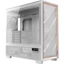 Asitan Flux Pro Full Tower Temperli Cam Beyaz/ahşap Atx E-Atx Oyun Kasası, Argb Fanlı