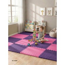 Asitan 6 Parça 50X50 Puzzle Mat - 100X150 cm Kurulumlu Oyun Spor Matı Puzzle Halı Tatami 13M (Mor-Pembe)