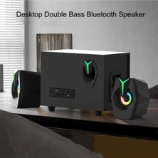 Asitan Multimedya Bluetooth Hoparlör Sd Kart USB 2.1 Kanal Subwoofer 2+1 Işikli Pc Speaker Siyah K8-2,1-B