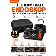 Asitan Ekranlı Tek Kameralı 10 mt Sert Kablo Yılan Endoskop Kamera 8 mm 4.3 Inc
