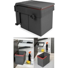Asitan Almital Metali Kapağa Monte Çöp Kutusu Antrasit 20 Litre (Dolap Kapak Min. 45 Cm))