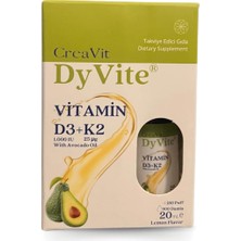 Asitan Dyvite Vitamin D3K2, Avokado Yağlı, Limon Aromalı Takviye Edici Gıda, 20 ml