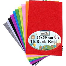 Asitan Keçe 35X50 cm 10 Renk 1 Paket 2.0 mm Renkli Hobi Keçesi Elişi Keçe Kumaşı Anasınıfı Kreş O