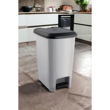 Asitan Melkan Home Slim Pedallı Çöp Kovası 40 Litre Çöp Kovası & Orta Boy Pedallı Çöp Kovası Gri