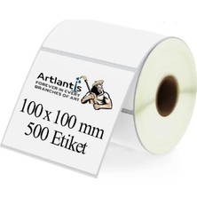 Asitan 100X100 mm Barkod Etiketi Yapışkanlı 6 Adet Rulo Etiket Termal Barkot Terazi Etiketi 500 Lü Bark