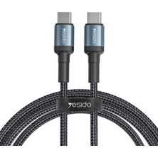 Asitan 2m 60W Hasırlı Type-C To Type-C Pd Hızlı Şarj Kablosu - Siyah
