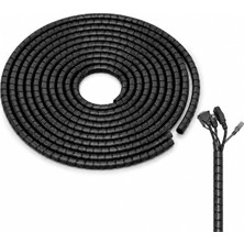 Asitan Spiral Kablo Kanalı Kablo Düzenleyici Toplayıcı 25MM Genişlik 1.5 Metre Uzunluk Siyah AL5470