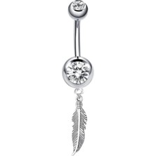 Asitan Takıconcept Cerrahi Çelik Tüy Sallantılı Göbek Piercing, Gümüş