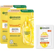 Asitan C Vitamini Parlaklık Verici Kağıt Yüz Maskesi X2 & Garnier 1 Haftalık Deneme Boy C Vitamini Ser