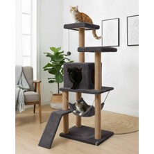 Asitan Pet S9 Kedi Tırmalama Kulesi Platformlu 124 cm Antrasit