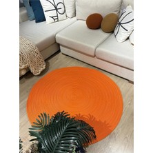 Asitan Mavaux Turuncu Jüt Yuvarlak Hasır Görünümlü Klasik Halı Kilim Turuncu 70 x 70