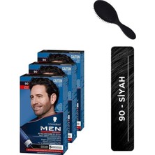 Asitan Schwarzkopf Men Perfect 90 Siyah Erkek Saç Boyası 3'lü Set + Tarak Hediyeli