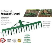 Asitan Feyza Yapı Takviyeli Tırmık Dişli Metal Bahçe Tırmığı Çim Toprak Taş Toplama Tırmığı (12