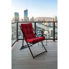 Asitan Napper Katlanabilir Kırmızı Şezlong - Su Geçirmez Kumaş, Metal Iskelet, Balkon ve Bahçe Sand