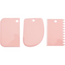 Asitan Plastik Hamur, Pasta, Börek Şekillendirme, Kazıma, Kesme Seti, Açık Pembe, 3'lü Set