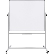Asitan Ayaklı Mobil Çift Taraflı Tekerlekli 360 Dönerli Laminant Yazı Tahtası 120X140 cm - Beyaz