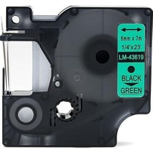 Asitan Puun Dymo D1 43619 6 mm x 7 mt Muadil Yeşil Etikete Siyah Yazı Şerit Etiket Kaseti