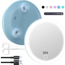 Asitan 30X Işıklı Seyahat Büyüteç Aynası, Küçük LED Büyüteç Aynası Şarj Edilebilir 30X Seyah