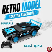 Asitan Oyuncak Şarjlı Uzaktan Kumandalı Retro Model Araba 30 cm Full Fonksiyon Işıklı Sesli Buhar Efe