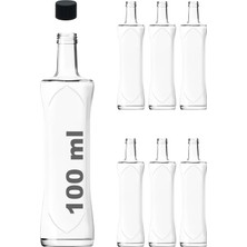 Asitan 100 ml Şeffaf Piramit Sosluk 100 cc Kapaklı Kavisli Cam Şişe 6 Adet (Siyah (Plastik))