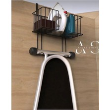 Asitan Siyah Kapı Arkası Metal Ütü ve Ütü Masası Tutucu, Organizer, Ütü ve Ütü Masası Askısı