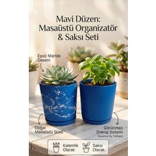 Asitan Newme 2'li Seramik Saksı (Kalemlik,fırçalık,masa Organizeri) / Modern Dekoratif El Yapımı Tasa