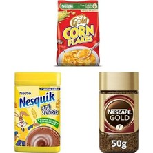 Asitan Nestlé Gold Corn Flakes Tam Tahıllı Mısır Gevreği 650 G x 1, Nesquik Çikolatali Toz Içecek