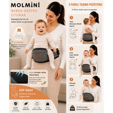 Molmini Hip Seat – 15 Kg’a Kadar Bebek Taşıma Kangurusu | M Oturuş | 3 Farklı Taşıma Pozisyonu | Fileli