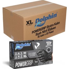Asitan Dolphin Nitril Powergrip Ekstra Kalın Elmas Dokulu Eldiven Siyah Xl Büyük Boy - 50'li 10 Paket