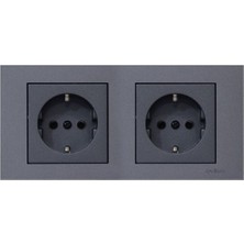 Ovivo Grano Füme 2\'li Set Topraklı Priz + Topraklı Priz
