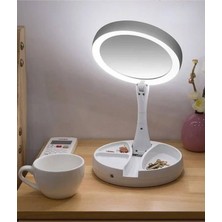 Asitan 10X Büyütme Çift Taraflı Makyaj Ayna Katlanabilir 21 LED Işıklı Makyaj Aynası USB Kablo
