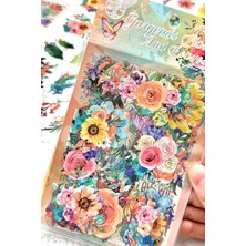 Asitan Kolbi Craft 6 Sayfa 60 Adet Şeffaf Büyük Turuncu Renkli Çiçek Sticker Bullet Journal Scrapbook