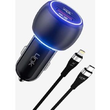 Asitan C685 Premium 48W 2x USB Type-C/lightning Kablo Araç Şarj Aleti Set