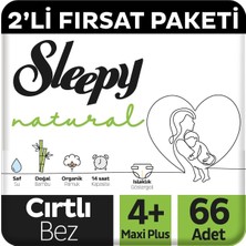 Asitan Natural 2'li Fırsat Paketi Bebek Bezi 4+ Numara Maxi Plus 66 Adet