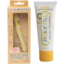 Asitan Jill Bebek Diş Fırçalama Seti (Silikon Diş Fırçası + Muz Aromalı Macun 50G)