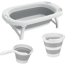 Asitan Katlanabilir Bebek Küveti Seti - Ergonomik, Yer Kaplamaz Banyo Kovası ve Maşrapası