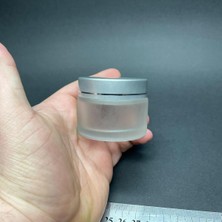 Asitan 50 cc Buzlu Cam Krem Kavanoz, Gümüş Kapaklı Iç Contalı, 50ML Buzlu Cam Krem Kavanoz x 10 Adet