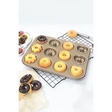 Asitan Karbon Çelik 12 Li Çiçek Kalp Şekil Donut Kek Pişirme Kalıbı MT123