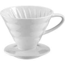 Asitan Epinox Seramik Kahve Dripper - Porselen Demleyici - No: 2 - Beyaz (Hario V60 Benzeri)