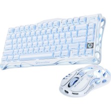 Asitan Mercury K1+M1 Pro Kablosuz Rgb Işıklı Mekanik Q Gaming Klavye ve Optik Mouse Seti, Ice Blue