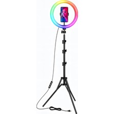 Asitan Rgb Ring Light 37 Renk Modu – 10'' LED Selfie Işığı, Tripod Standlı, Telefon Tutuculu, Blueto