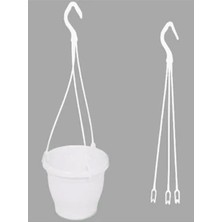 Asitan Katı Plastik Makrome Askılı Saksı 10 Adet Beyaz 16 Cm, MKR1203202491