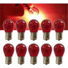 Asitan 10 Adet 12V P21/5W Çift Duy Yakın Tırnak Kırmızı Renk Ampul BAZ15D