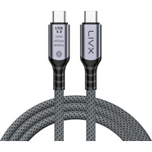 Asitan USB 4.0 40GBPS 240W 8K60Hz Usb4.0 Usb-C Kablosu 1 Metre Gri Klv-01