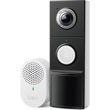 Asitan Tp-Link Tapo Akıllı Görüntülü Kapı Zili Kamerası, Zil, Pil Veya Kablolu, 2k Qhd Renkli Gece