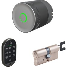 Asitan Linus L2 Lite Akıllı Kilit Gümüş Ayarlanabilir Silindir Parmak Izi Okuyucu - 3'lü Bundle Seti