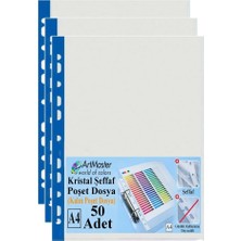 Asitan Kalın Poşet Dosya A4 Kristal 50 Adet Kalın Poşet Dosya Föy Mavi Şeritli 100 Mikron Şeffaf Bel