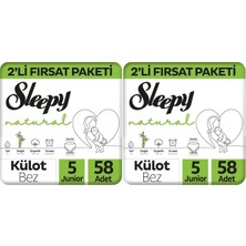 Asitan Natural 2'li Fırsat Paketi Külot Bez 5 Numara Junior 58 Adet (2 Paketi)