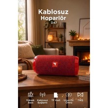 Asitan Bluetooth Hoparlör Kablosuz Taşınabilir Ses Bombası Tws USB Tf D47 Kırmızı